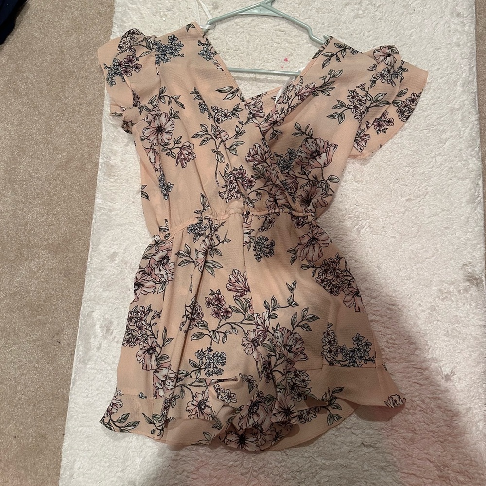 Girls Floral V-Neck Romper
